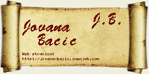 Jovana Bačić vizit kartica